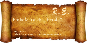 Radvánszki Ernő névjegykártya